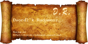 Dvorák Radamesz névjegykártya